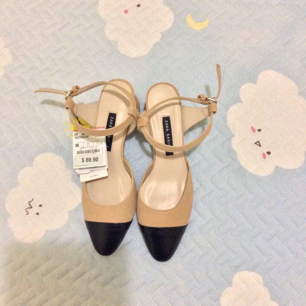 Zara leather sling back heels